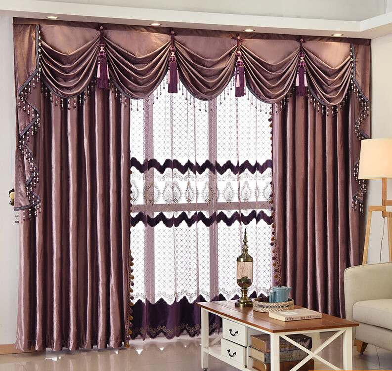 Upscale European purple Italian velvet thick cloth blackout curtain valance N936