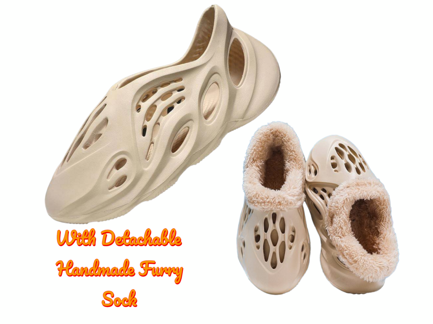 Foam Runner Slide with Optional Furry Sock Insert Unisex Babies, Kids & Adults