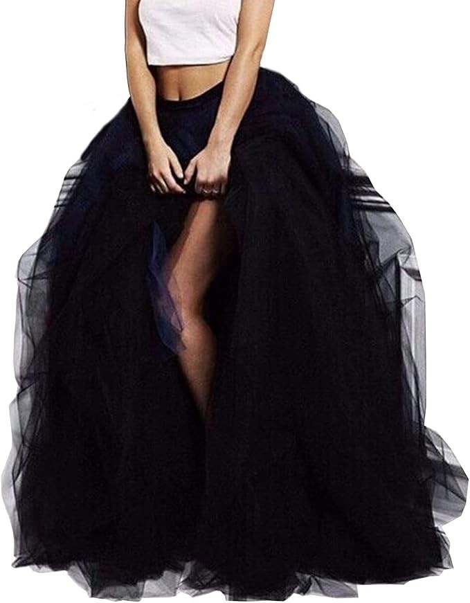 Lisong Women Maxi Tulle Floor Length Layered High Waist Spectial Occasion Skirt
