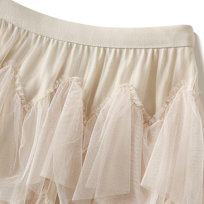 Dirholl Women's A-Line Fairy Elastic Waist Tulle Midi Skirt