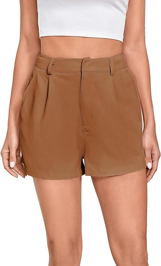 WDIRARA Women's High Waisted Button Wide Leg Casual Shorts with Pockets