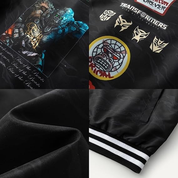 Transformers x Dragon76 Movie Bomber Jackets for Men - Polyester Men's Jacket, Mesh Lining, Water-Resistant Jacket for Men