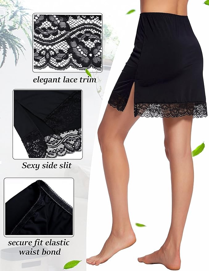Avidlove Half Slips for Women Underskirt Short Lace Trim Above Knee Half Slip