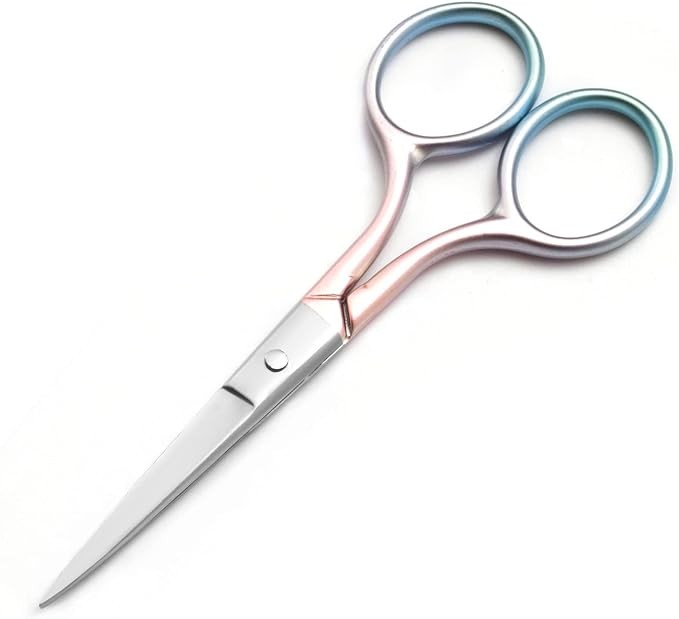 Motanar Multicolor Professional Grooming Scissors for Personal Care Facial Hair Removal and Ear Nose Eyebrow Trimming Stainless Steel Fine Straight Tip Scissors 3.9 Inch (Pink)